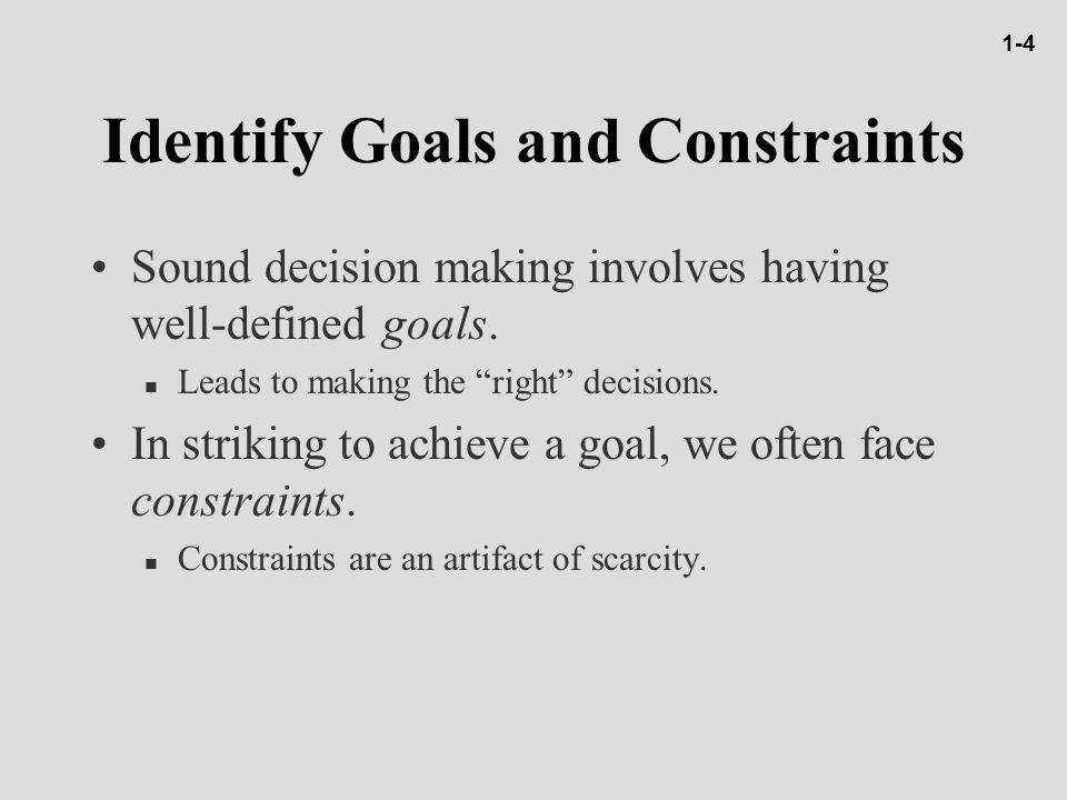 Analyzing business goals and constraints of